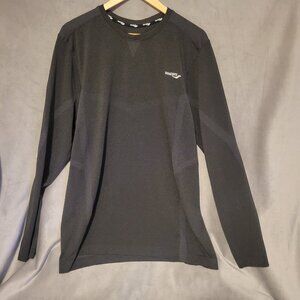 Saucony XL Black Long Sleeve Nylon Polyester Men's Pullover Running Shirt